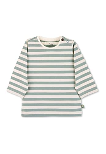 Sterntaler Baby Jungen Langarmshirt Baby GOTS Langarm-Shirt gestreift - Baby Shirt Langarm - mit Esel Stickerei und Knopf - grün, 68 von Sterntaler