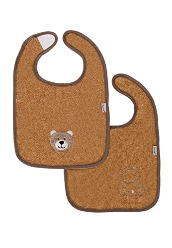 Sterntaler Baby Unisex Baby Lätzchen Doppelpack Klettlätzchen Bär GOTS - Baby Lätzchen, Spucktuch Baby, Lätzchen Babies - hellbraun von Sterntaler