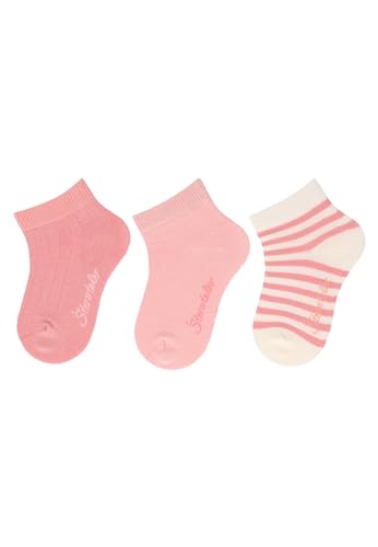 Sterntaler Kurz -Socken 3er Pack Rippe - kurze Kindersocken für Mädchen - Kurzsocken in unifarben und schicken Ringeln - Socken für Kinder im Set - mattrosa, 26 von Sterntaler