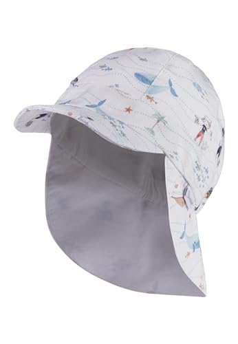 Sterntaler Schirmmütze mit Nackenschutz Maritim für Jungen - Kinder Mütze mit UV -Schutz 30 - Schirmmütze Kinder mit Druckmuster - Sonnenkappe aus Baumwolle - weiß, 51 von Sterntaler