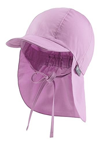 Sterntaler Schirmmütze mit Nackenschutz aus Bio -Popeline - Schirmmütze Mädchen mit Nackenschutz+Ohrenklappen schützt den Kopf vor der Sonne - Sonnenkappe Kinder UV 50+ mit Bindeband - blütenrosa, 53 von Sterntaler