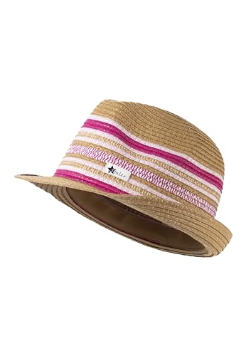 Sterntaler Strohhut Streifen UV 50+ - Kinderhut mit bunten Streifen - Mädchenhut mit UV -Schutz für Spielspaß an warmen Tagen - beige, 55 von Sterntaler