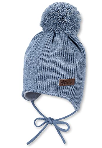 Sterntaler Unisex Kinder Mütze Baby Bommelstrickmütze Melange, mittelblau, 47 von Sterntaler