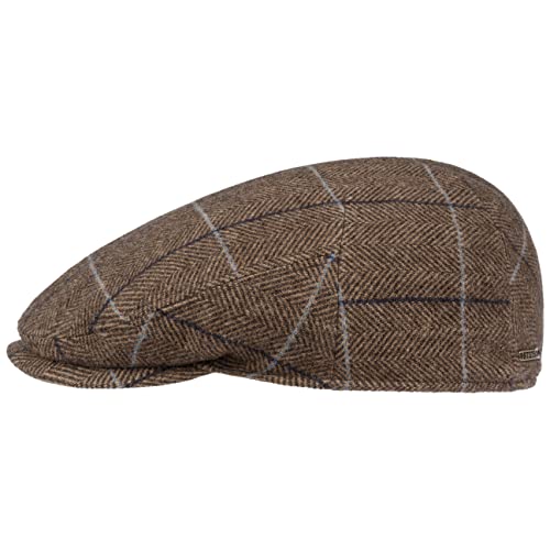 Stetson Bendner Driver Wool Flatcap Schirmmütze Schiebermütze Wollcap Damen/Herren - Made in The EU mit Schirm, Futter, Futter Herbst-Winter - L (58-59 cm) beige-braun von Stetson