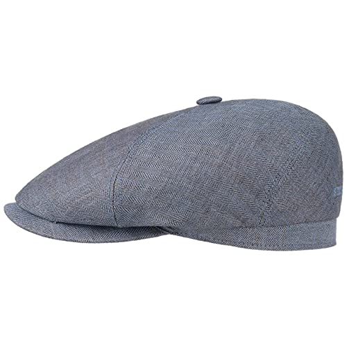 Stetson Brooklin Leinen Schirmmütze Damen/Herren - Sommercap mit Fischgratmuster - Leinenmütze Herringbone - Ballonmütze Frühjahr/Sommer Denim XXL (62-63 cm) von Stetson