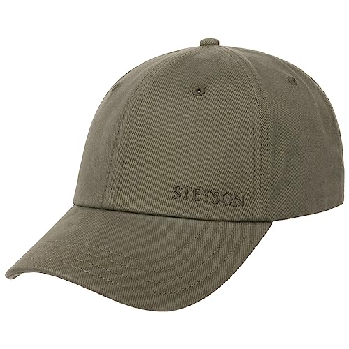 Stetson Brushed Twill Cap Basecap Baseballcap Baumwollcap Damen/Herren - Metallschnalle, mit Schirm Frühling-Sommer Herbst-Winter - One Size Oliv von Stetson