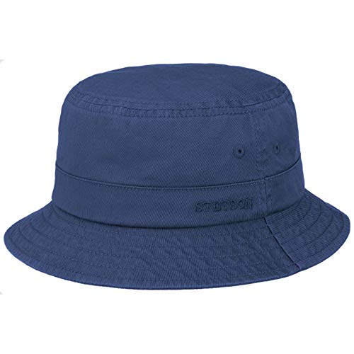 Stetson Cotton Twill Bucket Hut mit UV-Schutz Stoffhut Baumwollhut Fischerhut Anglerhut Damen/Herren - Frühling-Sommer - M (56-57 cm) dunkelblau von Stetson