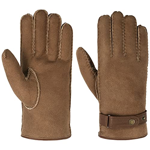 Stetson Deerskin Lambswool Handschuhe Herren - HANDMADE - Mit Lammwolle gefüttert - Aus 100% Hirschleder - Lederhandschuhe für Herren mit Druckknopfverschluss - Herbst/Winter Braun 9 HS von Stetson