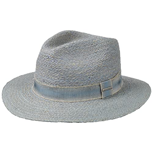 Stetson Delvado Traveller Raffiahut - Einfarbiger Hut - Sommerhut mit UV-Schutz - Für Damen und Herren - Baumwollfutter - Frühjahr/Sommer hellblau L (58-59 cm) von Stetson