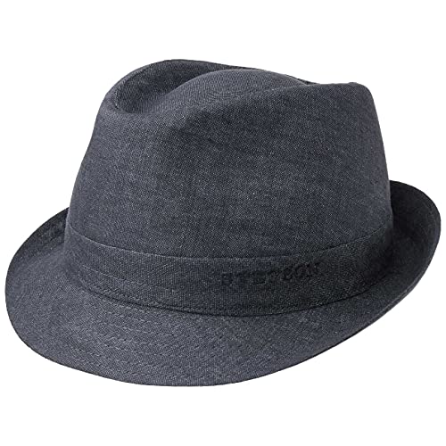 Stetson Geneva Leinenhut - Sonnenhut Damen/Herren - Stoffhut Made in Italy - Sommerhut mit UV-Schutz 40+ - Trilby aus Leinen Frühjahr/Sommer Denim 56 cm von Stetson