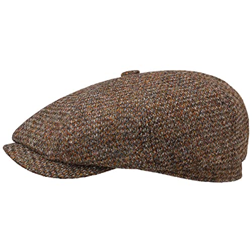 Stetson Hatteras Alfie Harris Tweed Flatcap Schirmmütze Ballonmütze Wollcap Damen/Herren - Made in Germany mit Schirm, Futter Herbst-Winter - 56 cm braun von Stetson