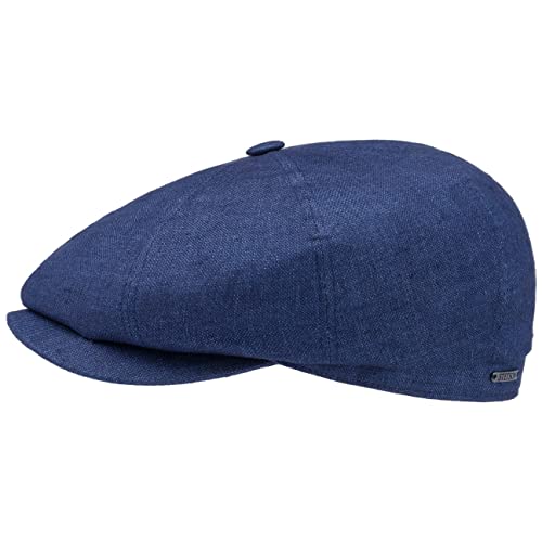 Stetson Hatteras Classic Leinen Flatcap Schirmmütze Ballonmütze Leinencap Damen/Herren - Made in The EU mit Schirm, Futter Frühling-Sommer Herbst-Winter - 58 cm blau-meliert von Stetson