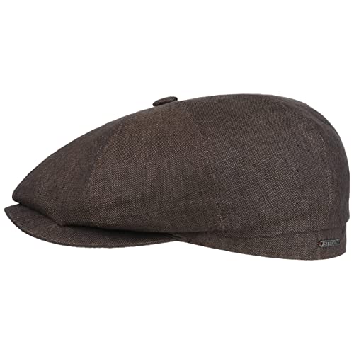 Stetson Hatteras Classic Leinen Flatcap Schirmmütze Ballonmütze Leinencap Damen/Herren - Made in The EU mit Schirm, Futter Frühling-Sommer Herbst-Winter - 55 cm braun von Stetson