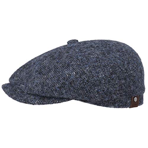 Stetson Hatteras Donegal Schirmmütze Flatcap Ballonmütze Tweedcap für Damen Herren Wintercap mit Schirm, Futter Herbst Winter (57 cm - dunkelblau) von Stetson