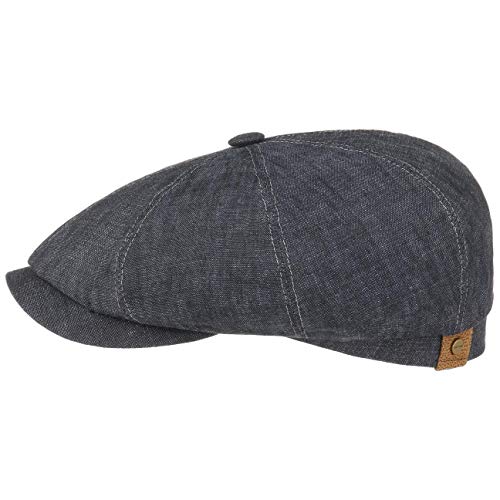 Stetson Hatteras Flatcap Leinen Damen/Herren - Mütze mit Baumwollfutter - Flat Cap mit Sonnenschutz UV 40+ - Schirmmütze Frühjahr/Sommer - Ballonmütze Denim 64 cm von Stetson