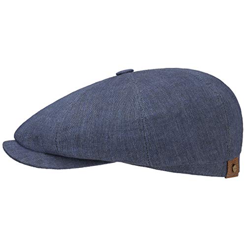 Stetson Hatteras Flatcap Leinen Damen/Herren - Mütze mit Baumwollfutter - Flat Cap mit Sonnenschutz UV 40+ - Schirmmütze Frühjahr/Sommer - Ballonmütze dunkelblau 57 cm von Stetson