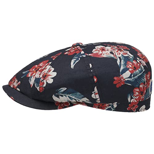 Stetson Hatteras Flowlin Flatcap - Gemusterte Mütze aus Leinen - Geblümt Mehrfarbig - Sommermütze mit tropischem Muster - Damen & Herren - Frühjahr/Sommer dunkelblau L (58-59 cm) von Stetson