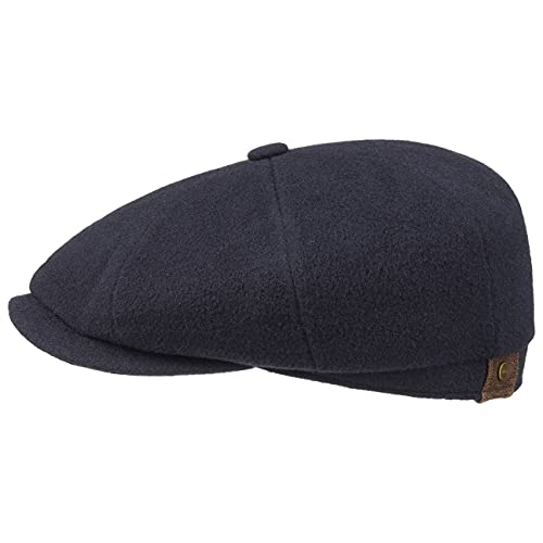 Stetson Hatteras Noir Schirmmütze Damen/Herren - Flatcap mit Wolle und Kaschmir - Wollmütze Herbst/Winter - Ballonmütze mit Flanelfutter - Flat Cap blau 60 cm von Stetson