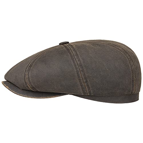 Stetson Hatteras Old Cotton Schiebermütze Damen/Herren - Newsboy Cap UV-Schutz 40 - Ballonmütze wasserabweisend - Schildmütze mit Baumwolle - Flatcap Sommer/Winter braun L (58-59 cm) von Stetson