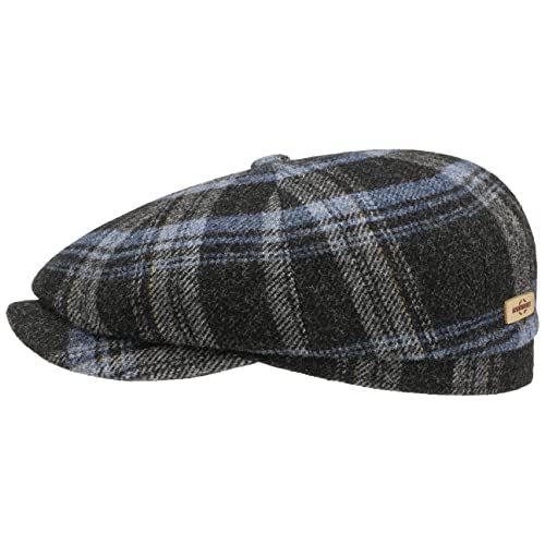 Stetson Hatteras Shadow Plaid Flatcap - Karierte Mütze - Klassische Schirmmütze - Melierte Wollcap - Damen & Herren - Herbst/Winter blau L (58-59 cm) von Stetson