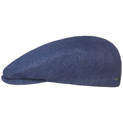 Stetson Just Linen Flatcap Schirmmütze Leinencap Sommercap Schiebermütze Damen/Herren - Made in The EU mit Schirm, Futter Frühling-Sommer - 60 cm blau von Stetson