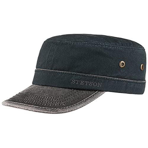 Stetson Katonah Cotton Army Cap Damen/Herren - Baumwollcap größenverstellbar - Armycap Sommer/Winter - Kappe 100% Baumwolle - Military-Cap Used Look - Baumwollkappe mit Schirm dunkelblau M (56-57 cm) von Stetson