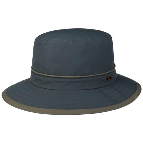 Stetson Kettering Outdoorhut (S-XXL) Damen/Herren - Wasserabweisender Stoffhut mit UV-Schutz - Faltbarer Nylonhut mit Paspelrand - Schlapphut mit Coolmax-Futterband Sommer/Winter blau XXL (62-63 cm) von Stetson