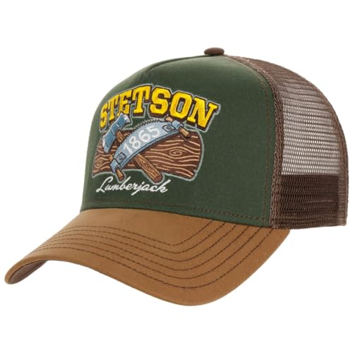 Stetson Lumberjack Trucker Cap - Outdoor-Style Basecap - Mehrfarbig mit Mesh - Verstellbar für Damen und Herren - Ganzjährig braun One Size von Stetson