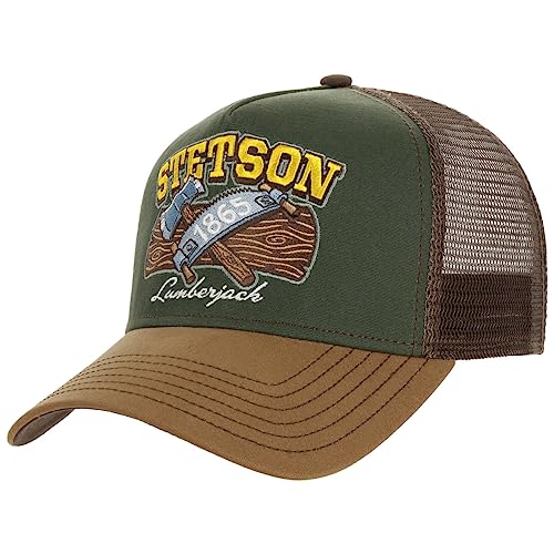 Stetson Lumberjack Trucker Cap Basecap Baseballcap Truckercap Meshcap Damen/Herren - Snapback, mit Schirm, Schirm Frühling-Sommer Herbst-Winter - One Size Small braun von Stetson