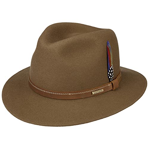 Stetson Mahomes Traveller Wollfilzhut Wollhut Filzhut Damen/Herren - Made in The EU mit Futter, Lederband Frühling-Sommer Herbst-Winter - L (58-59 cm) braun von Stetson