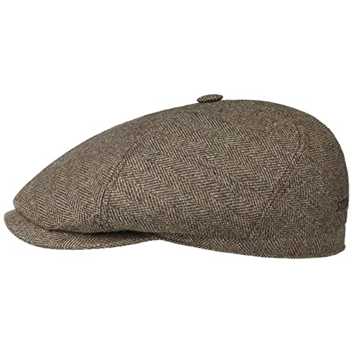 Stetson Milner Seiden Flatcap Schirmmütze Seidencap Schiebermütze Sommercap Damen/Herren - Made in The EU mit Schirm, Futter Frühling-Sommer Herbst-Winter - 58 cm beige-braun von Stetson