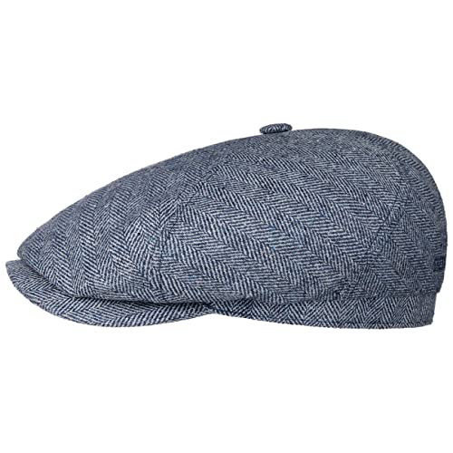 Stetson Milner Seiden Flatcap Schirmmütze Seidencap Schiebermütze Sommercap Damen/Herren - Made in The EU mit Schirm, Futter Frühling-Sommer Herbst-Winter - 59 cm blau von Stetson