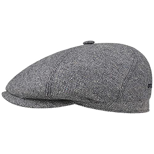 Stetson Milner Seiden Flatcap Schirmmütze Seidencap Schiebermütze Sommercap Damen/Herren - Made in The EU mit Schirm, Futter Frühling-Sommer Herbst-Winter - 54 cm blau-beige von Stetson