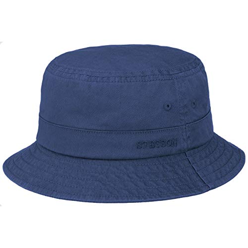 Stetson Cotton Twill Bucket Hut mit UV-Schutz Stoffhut Baumwollhut Fischerhut Anglerhut Damen/Herren - Frühling-Sommer - L (58-59 cm) dunkelblau von Stetson