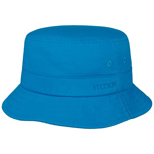 Stetson Organic Cotton Hut mit UV-Schutz Damen/Herren - aus 100% Bio-Baumwolle - Knitterfrei knautschbar - Nachhaltig - Bucket Hat unifarben - Packable Anglerhut - Frühjahr/Sommer blau XL (60-61 cm) von Stetson