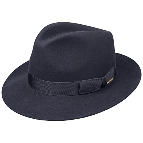 Stetson Penn Haarfilz Bogarthut für Damen Herren Haarfilzhut mit Futter, Ripsband Winter Sommer (56 cm - blau) von Stetson