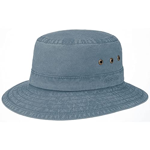 Stetson Reston Freizeithut Damen/Herren (Kophöhe ca. 9cm) - Schlapphut aus Bio-Baumwolle Packable - Baumwollhut mit 40-fachem UV-Schutz - Frühjahr/Sommer dunkelblau S (54-55 cm) von Stetson