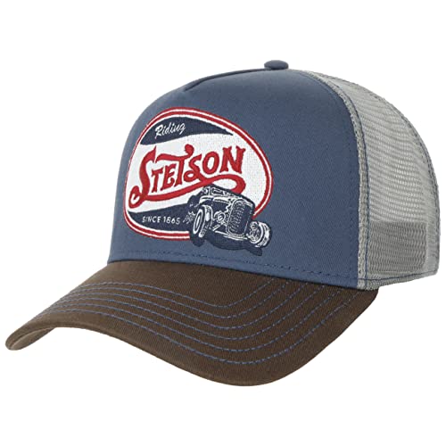 Stetson Riding Hot Rod Trucker Cap Basecap Baseballcap Truckercap Meshcap Damen/Herren - Snapback, mit Schirm, Schirm Frühling-Sommer - One Size Small braun-blau von Stetson