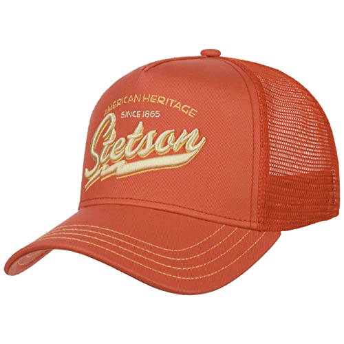 Stetson Since 1865 Trucker Cap One Size (ca. 56-60 cm) Herren - Schirm & Front aus 100% Baumwolle - Größenverstellbar - Meshcap mit Netzeinsatz - Schirmlänge 7 cm - Sommer/Winter Koralle One Size von Stetson