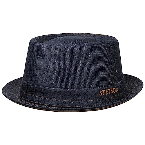 Stetson Sustainable Pork Pie Denimhut - Denim-Hut - Jeans-Look - Nachhaltiger Stoffhut mit Himalaya-Brennnessel - Damen/Herren - Made in Italy - Unisex - Ganzjährig Denim L (58-59 cm) von Stetson