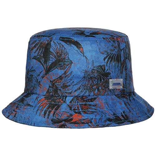 Stetson Vilco Bucket Leinenhut - Hut aus Leinen - Sommerhut mit floralem Design - Made in The EU - Damen & Herren - Frühjahr/Sommer blau M (56-57 cm) von Stetson