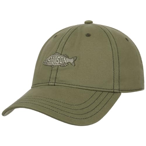 Stetson Washed Canvas Fish Cap - Einfarbige Mütze - Sportliche Basecap - UV-Schutz 40 - Baumwollcap für Damen und Herren - Frühjahr/Sommer Oliv One Size von Stetson