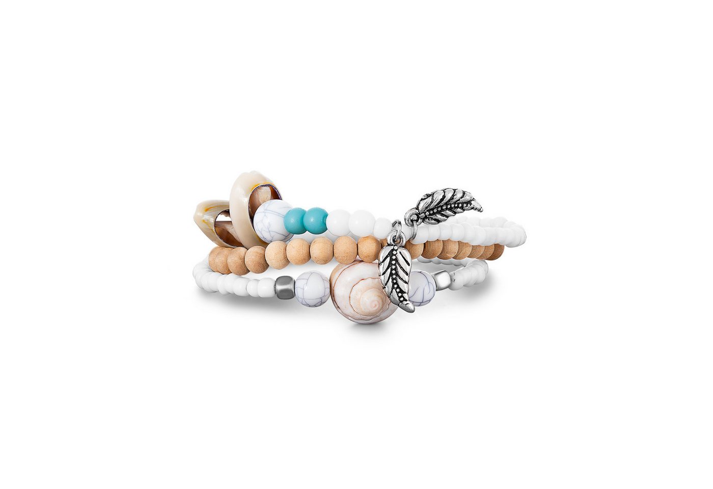 Steuer Armband Set aus 3 Strech-Armbändern mit Muschelzierde von Steuer