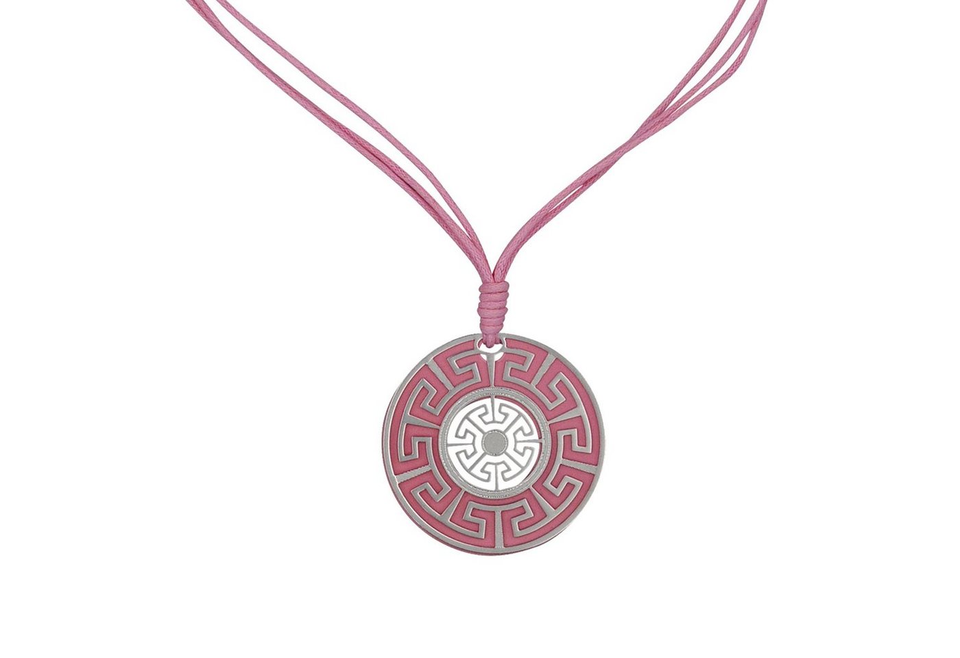 Steuer Lange Kette Kordelkette 3 reihig rosa mit Anhänger von Steuer