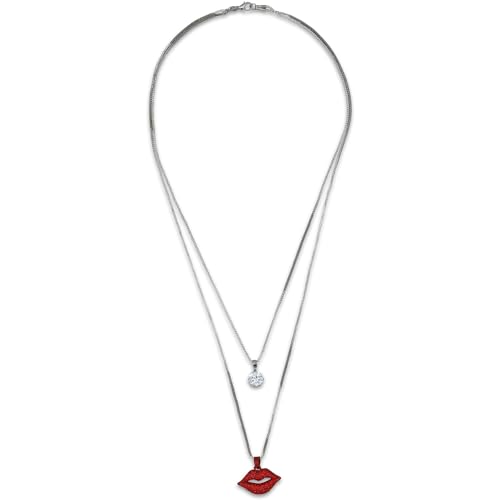 Steuer Modeschmuck Damen Anhänger mit Kette Metall 60cm Glänzend Kristall Silbergrau 445050085 von Steuer