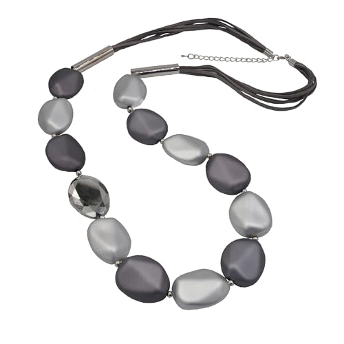 Steuer Modeschmuck Damen Kette Metall 97cm Glasstein grau 445050105 von Steuer