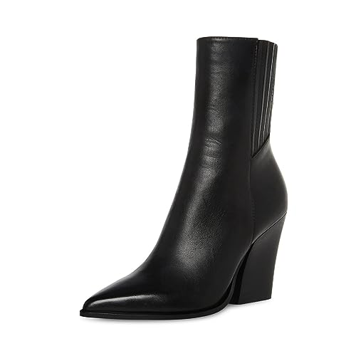 Steve Madden Damen Rickki Stiefeletten, Schwarz Leder, 38 EU von Steve Madden