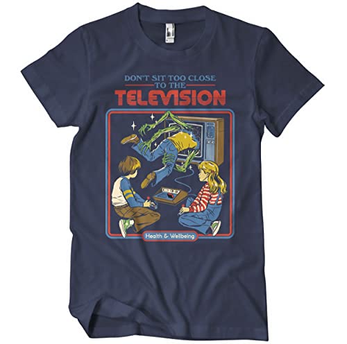 Steven Rhodes Offizielles Lizenzprodukt Don't Sit Too Close to The Television Herren-T-Shirt (Marineblau), Large von Steven Rhodes