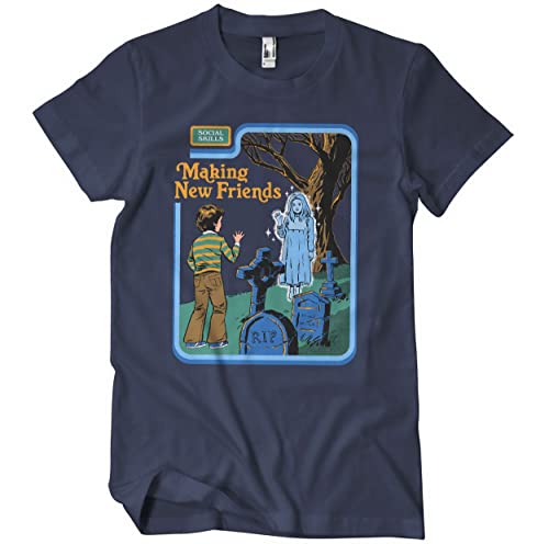 Steven Rhodes Offizielles Lizenzprodukt Making New Friends Herren-T-Shirt (Marineblau), Large von Steven Rhodes