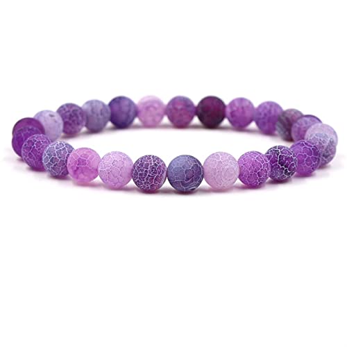 Armband Damen 19 cm, Armbänder Männer Zirkonia Lila 8 mm Starker Verwitterter Naturstein Perle Armband Chakra Herren Schmuck von Stfery